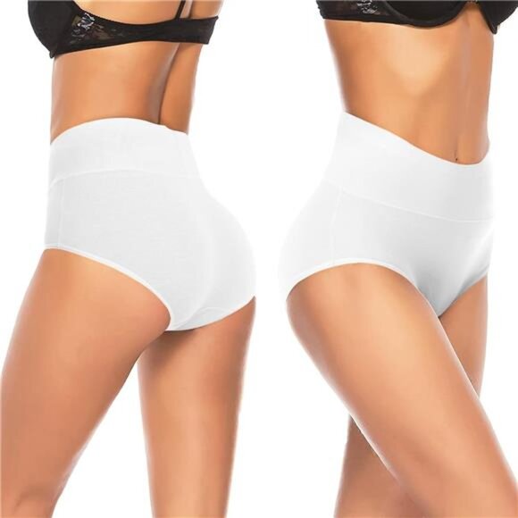 Women's High Waist Cotton Underwear Soft Brief Panties Regular and Plus - Picture 2 of 5